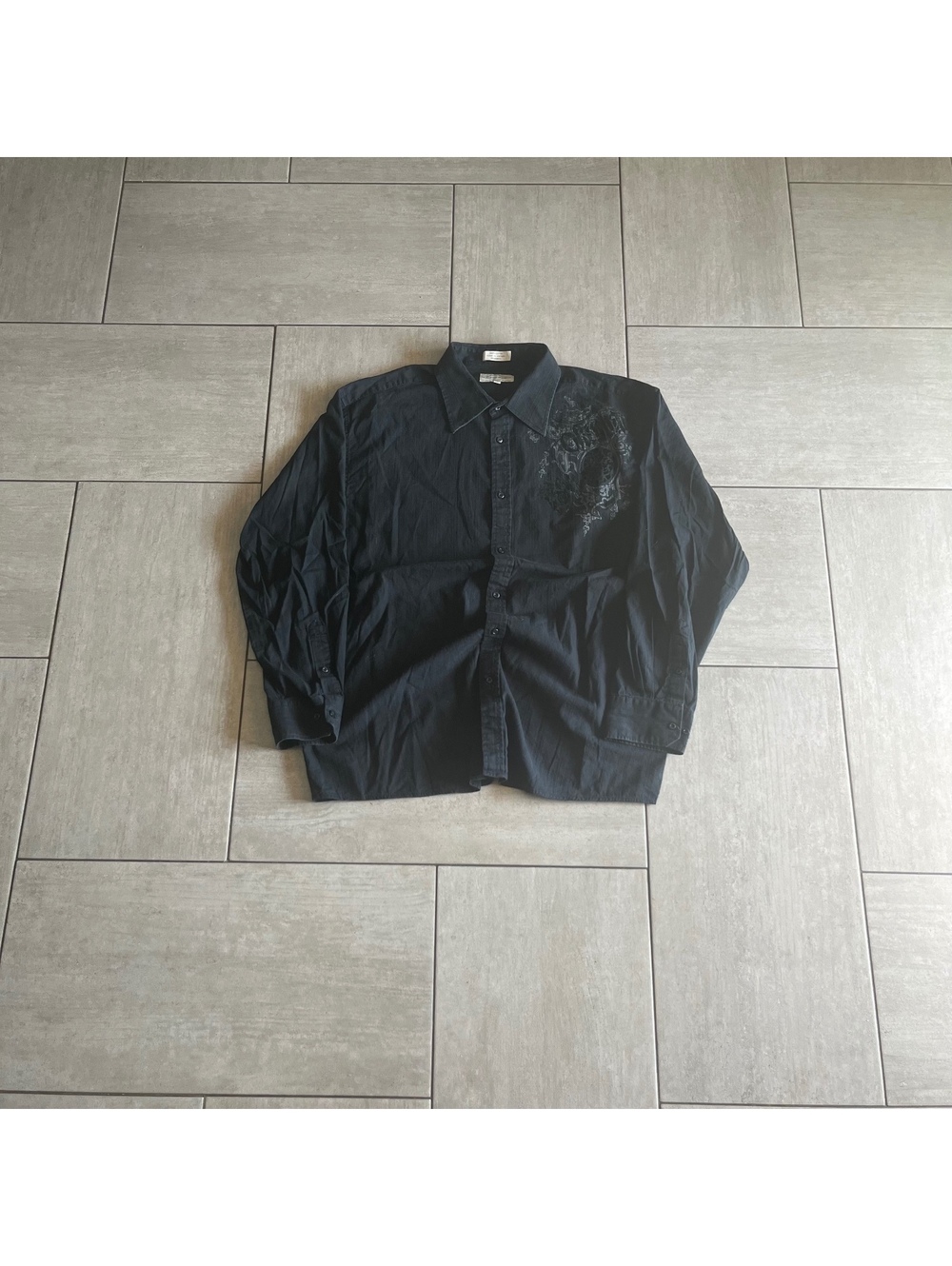 Eighty Eight Black Button-Up Shirt with Graphic Design XXL